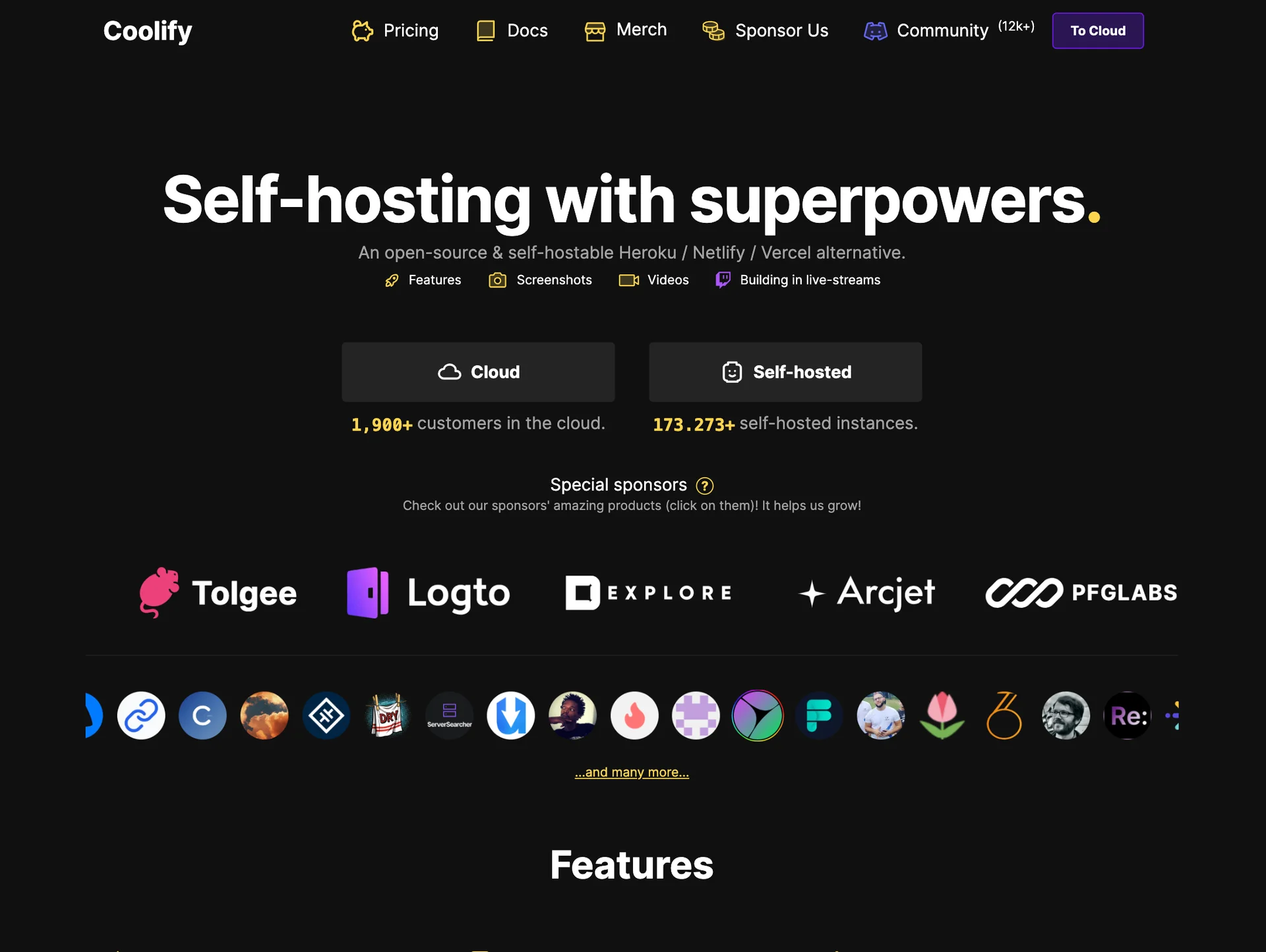 Coolify deployment panel connected to applications running on a self-managed server